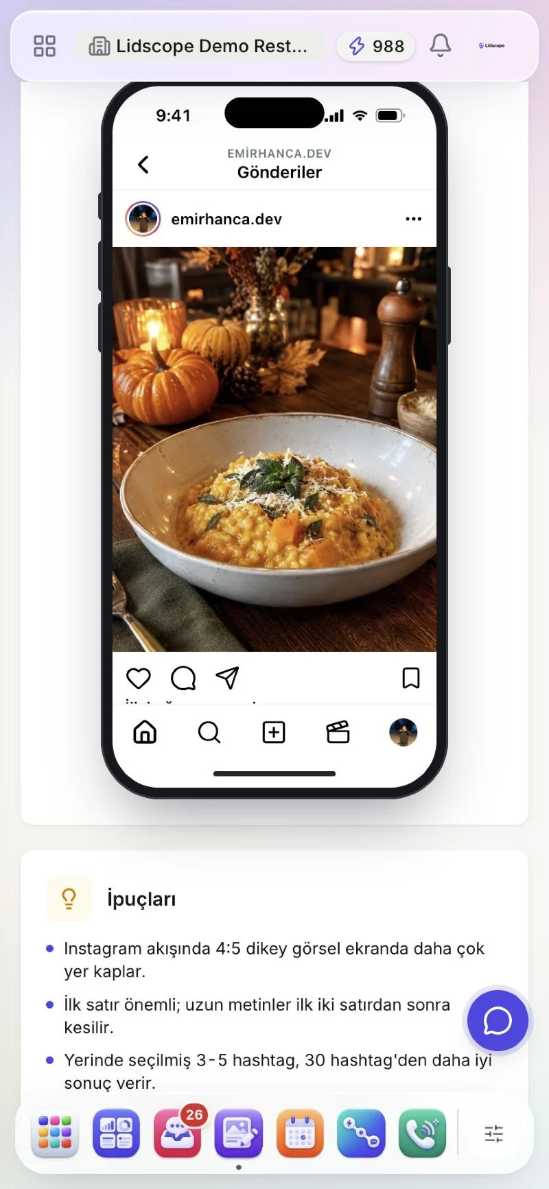 Lid'in ürettiği görselle hazırlanmış Instagram gönderisi önizlemesi